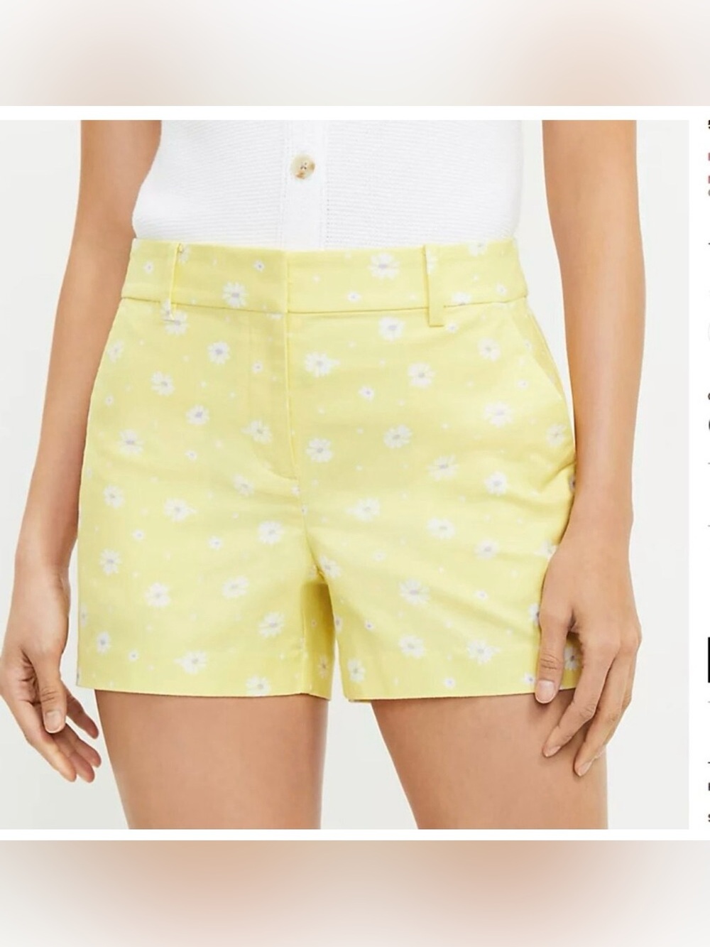 Ann Taylor LOFT Riviera Yellow Daisy Print High Waist Shorts Size 14
